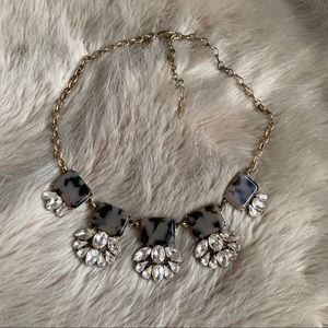 J. Crew Grey Tortoise Shell Statement Necklace